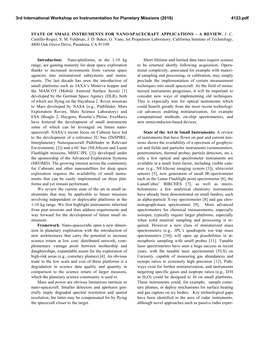 State of Small Instruments for Nano-Spacecraft Applications – a Review