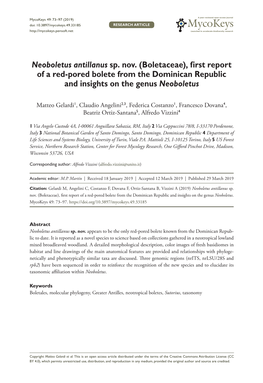 Boletaceae), First Report of a Red-Pored Bolete