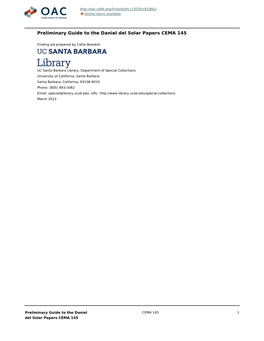 Daniel Del Solar Papers CEMA 145