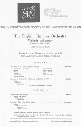 The English Chamber Orchestra Vladimir Ashkenazy Conductor and Pianist