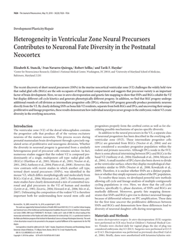 Heterogeneity in Ventricular Zone Neural Precursors Contributes to Neuronal Fate Diversity in the Postnatal Neocortex