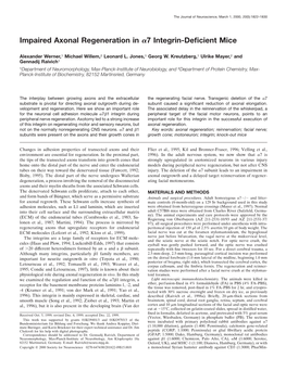 Impaired Axonal Regeneration in Α7 Integrin-Deficient Mice