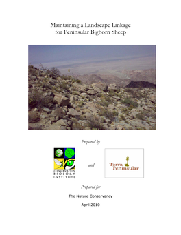 Maintaining a Landscape Linkage for Peninsular Bighorn Sheep