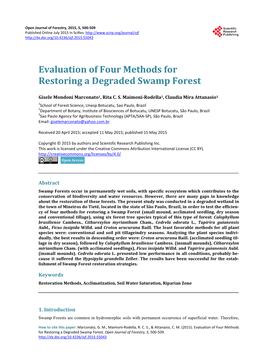 Evaluation of Four Methods for Restoring a Degraded Swamp Forest