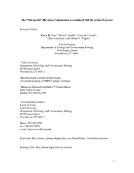 “Fish Specific” Hox Cluster Duplication Is Coincident with the Origin of Teleosts