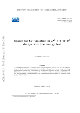 Search for CP Violation in D 0 → Π Π Π Decays with the Energy Test Arxiv