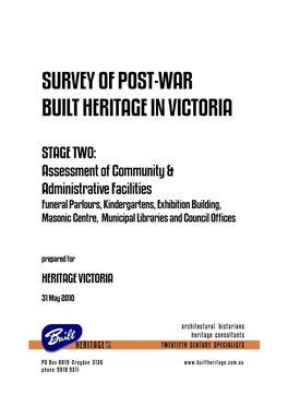 Survey of Post-War Built Heritage in Victoria