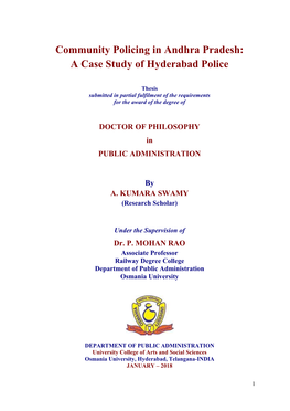 Community Policing in Andhra Pradesh: a Case Study of Hyderabad Police
