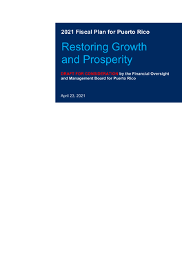 Restoring Growth and Prosperity