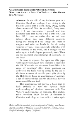 In the Fall of My Freshman Year at a Christian Liberal Arts College, I Was Sitting in the Student Union with a Dorm Mate, Doug, Talking About Matters of Faith