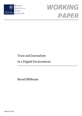 Trust and Journalism in a Digital Environment