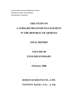 The Study on Landslide Disaster Management in the Republic of Armenia