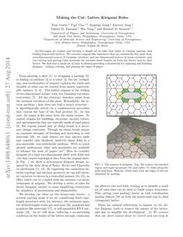 Arxiv:1408.6480V1 [Cond-Mat.Soft] 27 Aug 2014 Eﬀect Which Can Be Coupled with the Extrinsic Curvature Techniques of Origami