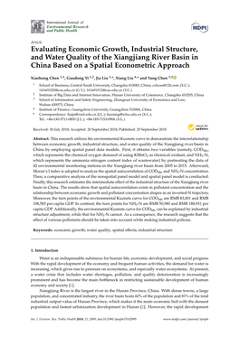 Evaluating Economic Growth, Industrial Structure, and Water Quality of the Xiangjiang River Basin in China Based on a Spatial Econometric Approach