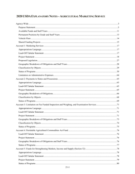 2020Usdaexplanatory Notes –Agricultural Marketing Service