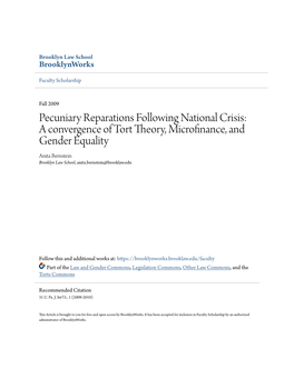 Pecuniary Reparations Following National Crisis: a Convergence of Tort Theory, Microfinance, and Gender Equality