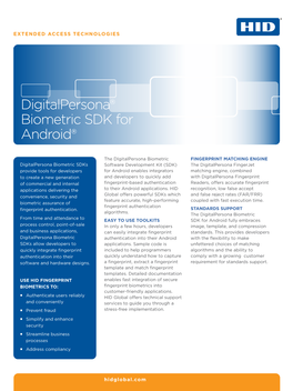 Digitalpersona® Biometric SDK for Android®