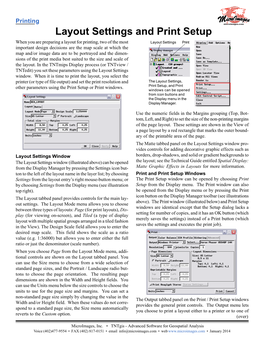 Layout Settings and Print Setup