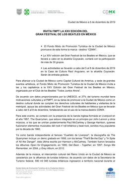 Invita Fmpt La Xxv Edición Del Gran Festival De Los Beatles En México