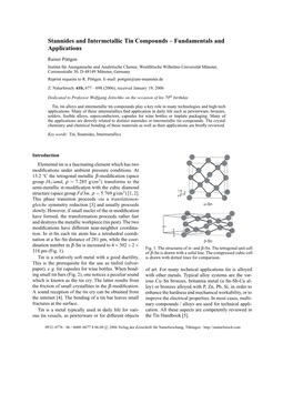 Stannides and Intermetallic Tin Compounds – Fundamentals and Applications