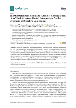 Enantiomeric Resolution and Absolute Configuration of a Chiral Δ-Lactam