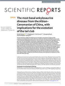 The Most Basal Ankylosaurine Dinosaur from the Albian