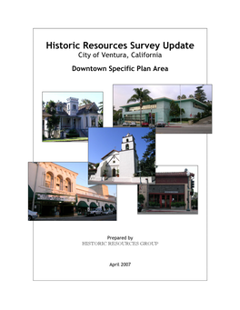 Historic Resources Survey Update City of Ventura, California