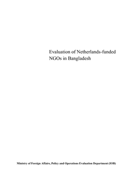 Evaluation of Netherlands-Funded Ngos in Bangladesh
