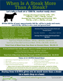 When Is a Steak More Than a Steak? Let’S Take a Look at a 1200 Lb