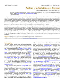 Revision of Moles in the Genus Scapanus