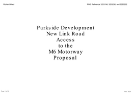 Parkside Development New Link Road Access to the M6 Motorway Proposal