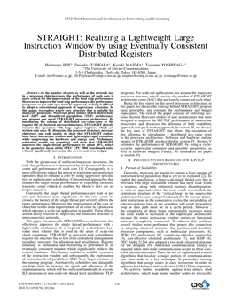 STRAIGHT: Realizing a Lightweight Large Instruction Window by Using Eventually Consistent Distributed Registers