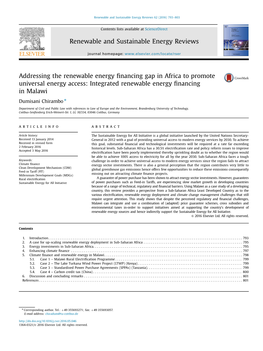 Addressing the Renewable Energy Financing Gap in Africa to Promote