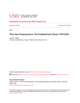 The Establishment Clause 1999-2000