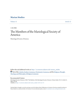 The Members of the Mariological Society of America