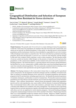 Geographical Distribution and Selection of European Honey Bees Resistant to Varroa Destructor