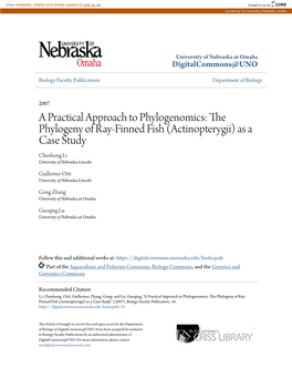 The Phylogeny of Ray-Finned Fish (Actinopterygii) As a Case Study Chenhong Li University of Nebraska-Lincoln