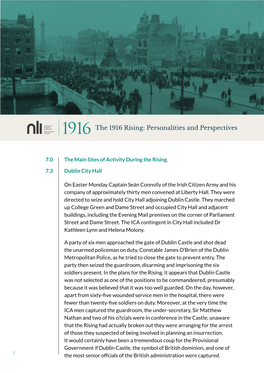 The Main Sites of Activity During the Rising. Dublin City Hall on Easter Monday Captain Seán Connolly of the Irish Citizen Army