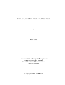 By Nilesh Bansal a Thesis Submitted in Conformity with the Requirements