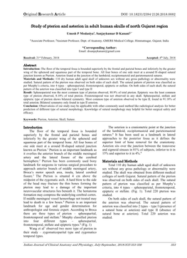 Study of Pterion and Asterion in Adult Human Skulls of North Gujarat Region