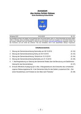 Amtsblatt Des Amtes Schlei-Ostsee Kreis Rendsburg-Eckernförde