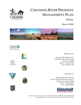 Cosumnes River Preserve Management Plan Final