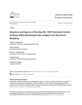 Dynamics and Impacts of the May 8Th, 1902 Pyroclastic Current at Mount Pelée (Martinique): New Insights from Numerical Modeling