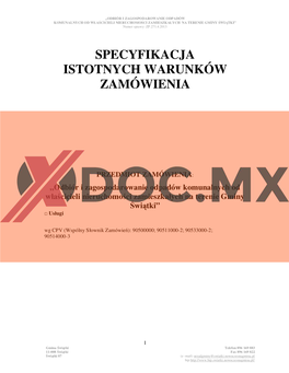 Specyfikacja Istotnych Warunków Zamówienia