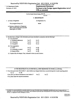 Supplemental Statement Washington, DC 20530 Pursuant to the Foreign Agents Registration Act of 1938, As Amended