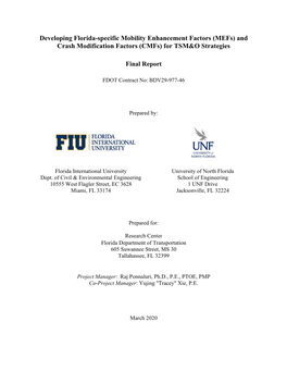 (Mefs) and Crash Modification Factors (Cmfs) for TSM&O Strategies