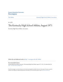 The Kentucky High School Athlete, August 1971 Kentucky High School Athletic Association