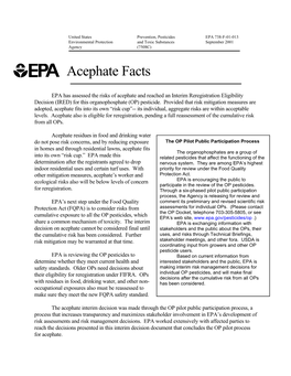 Pesticides EPA 738-F-01-013 Environmental Protection and Toxic Substances September 2001 Agency (7508C)