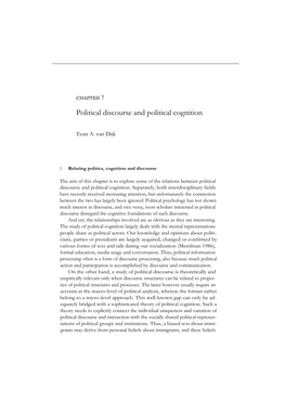 Political Discourse and Political Cognition