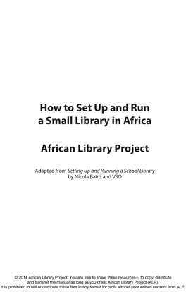 How to Set up and Run a Small Library in Africa